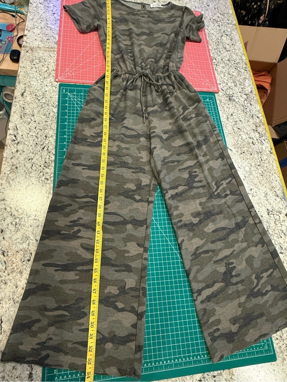 Rae Mode Camo Wide Leg Jumpsuit Romper Ultra Soft Cotton Blend Drawstring Medium - Picture 4 of 10